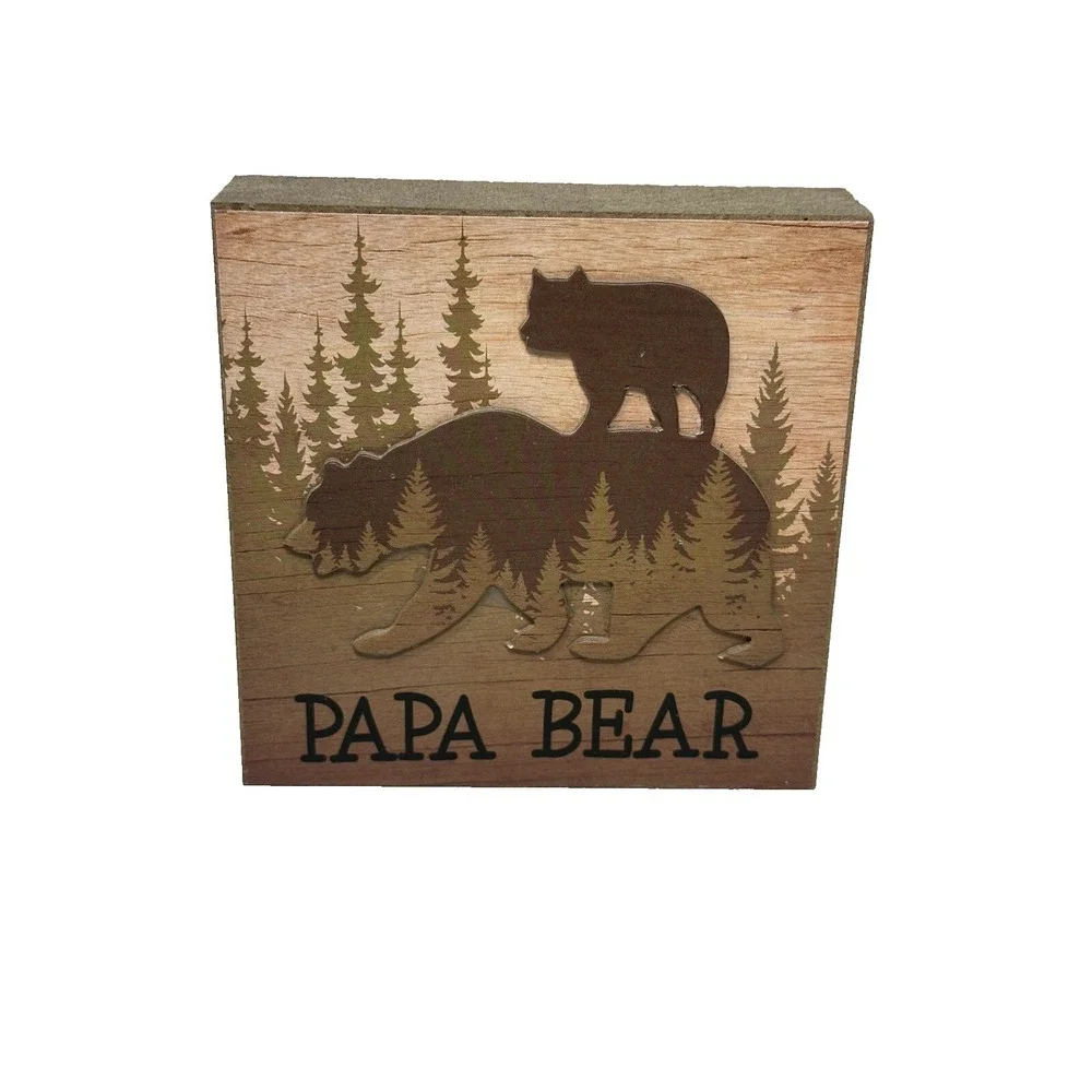 NEW papa‎ bear home decor wood block